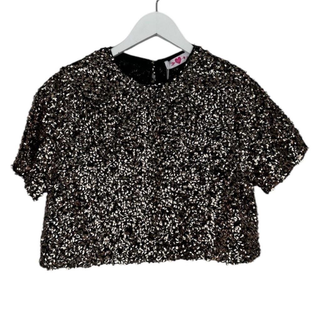 Buddy Love Sugar Cookie Full Sequin Crop Top Size Small NWT NEW